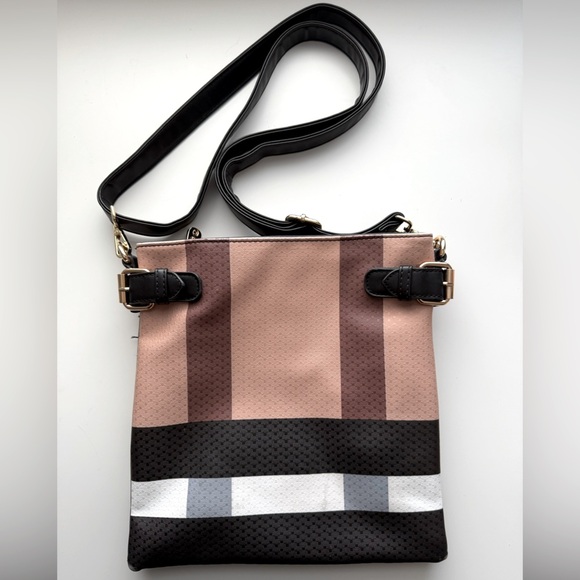 Handbags - Stylish Brown and Black Crossbody Bag with adjustable straps